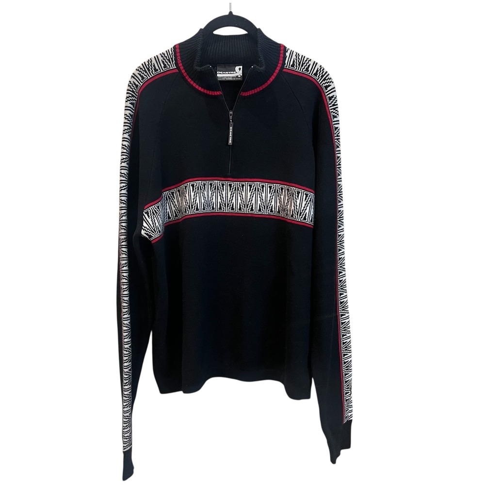 Vintage 80's‎ Demetre 1/4 Zip Retro Ski Sweater Wool Blend Base Layer Large